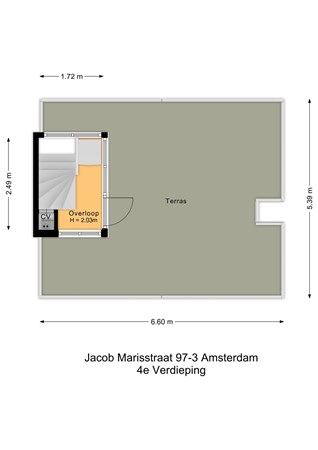 Floorplan - Jacob Marisstraat 97-3, 1058 HX Amsterdam